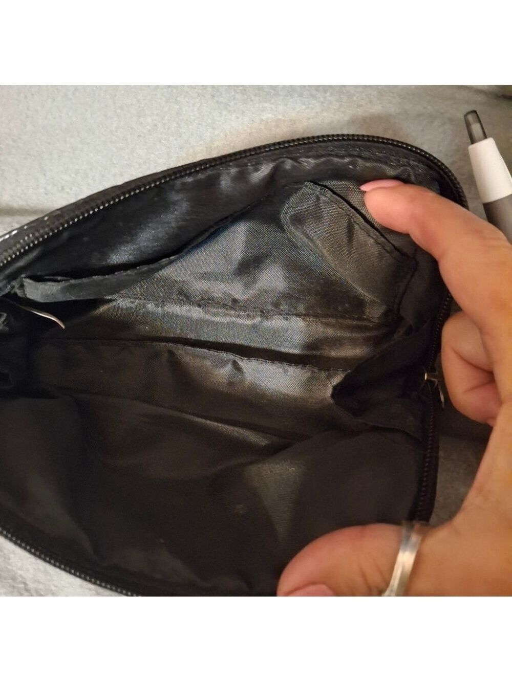 Modella Shiny Black Croc-Embossed Pouch Like New - Picture 5 of 5